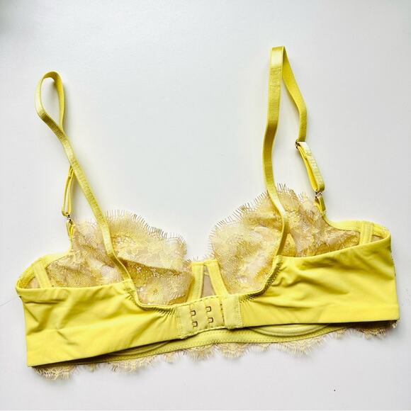 NEW SKARLETT BLUE X  FREE PEOPLE Yellow Nude Tan Sheer Lace Underwire Bra 32C - Picture 4 of 10